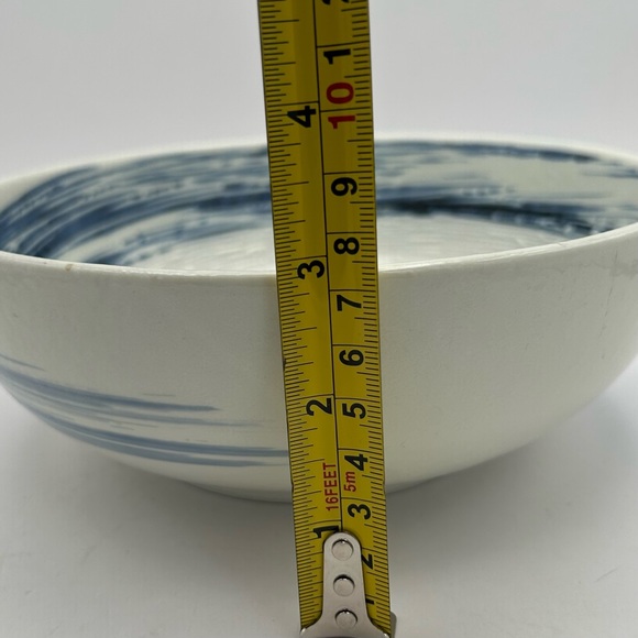 TEXTURED JAPAN CERAMIC RICE SOUP RAMEN BOWL BLUE WHITE SPIRAL WAVE 7-3/4” - Picture 15 of 15